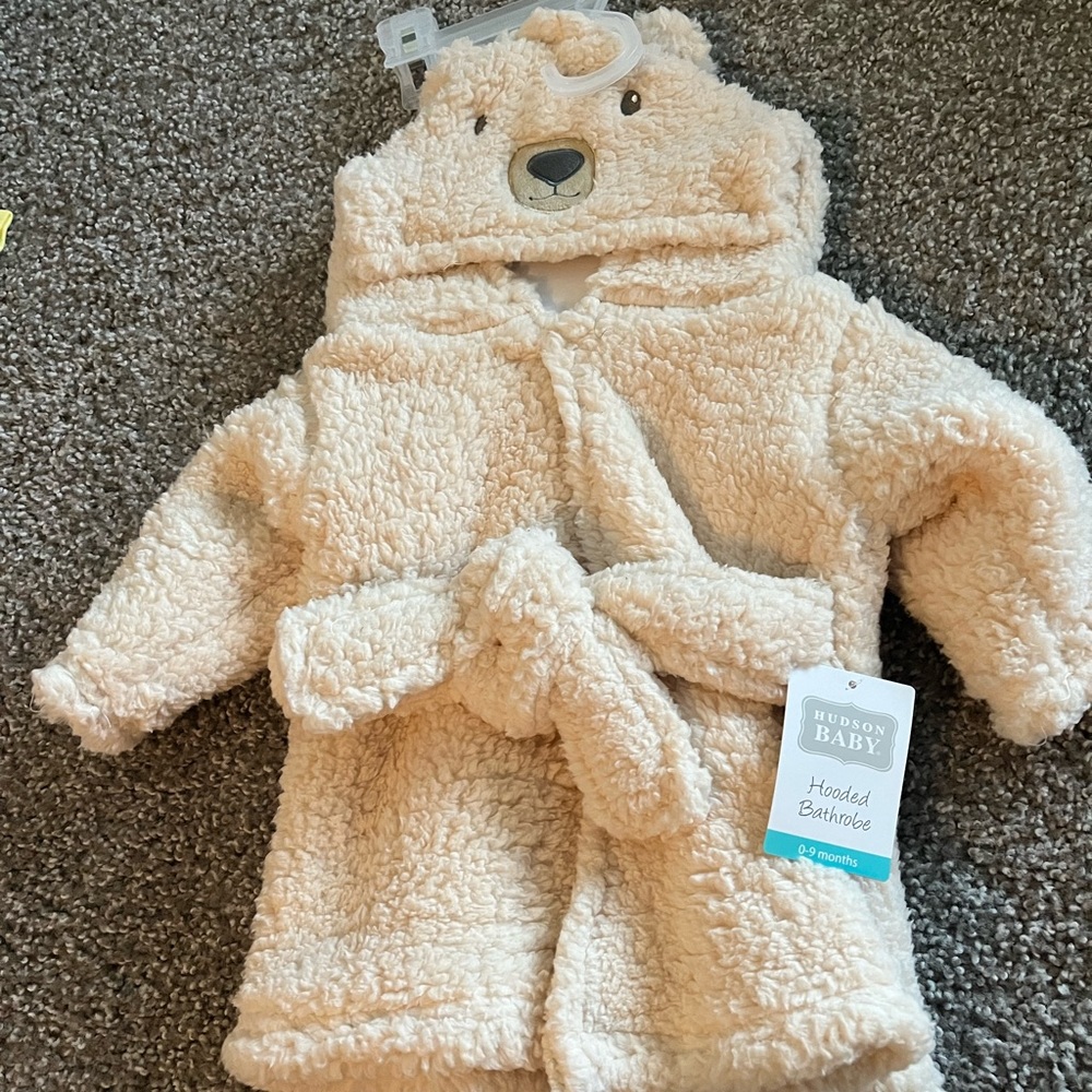 Baby Hudson hooded bath robe, 0-9m